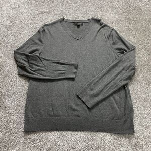 Banana Republic Sweater Mens Large Gray V Neck Premium Luxe Yarn Silk Cashmere